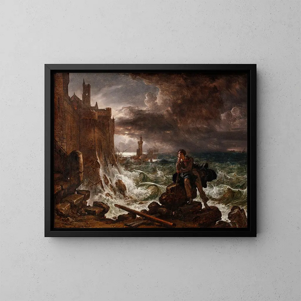Night scene of the end by René - Franz Ludwig Catel — framed artwork on a wall