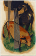Rood paard en geel vee zwart bruin paard en geel vee - Franz Marc — weergave van het kunstwerk