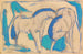 Twee blauwe-groene paarden - Franz Marc — weergave van het kunstwerk