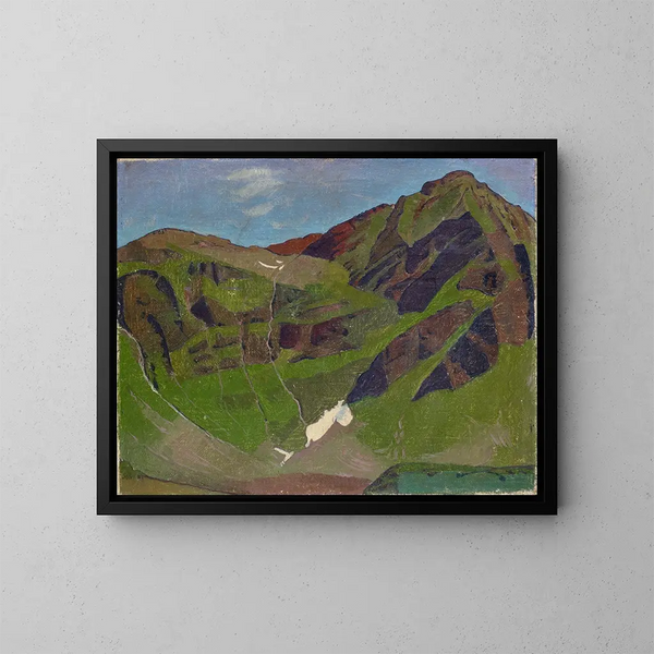 Mountain motif painting - Franz Marent — framed artwork on a wall
