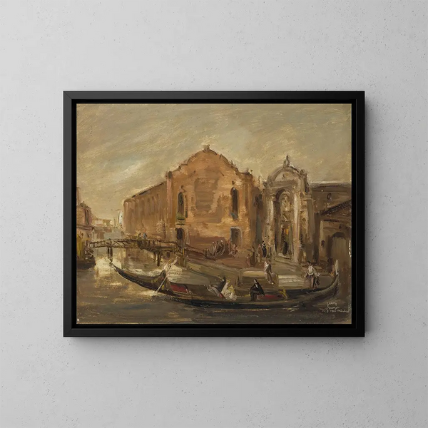 promenade in gondel in Venetië bij Campo de l'Abazia - Franz Naager — ingelijst kunstwerk aan de muur