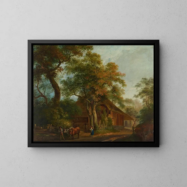 Peasants at Haymaking - Franz Niklaus König — framed artwork on a wall