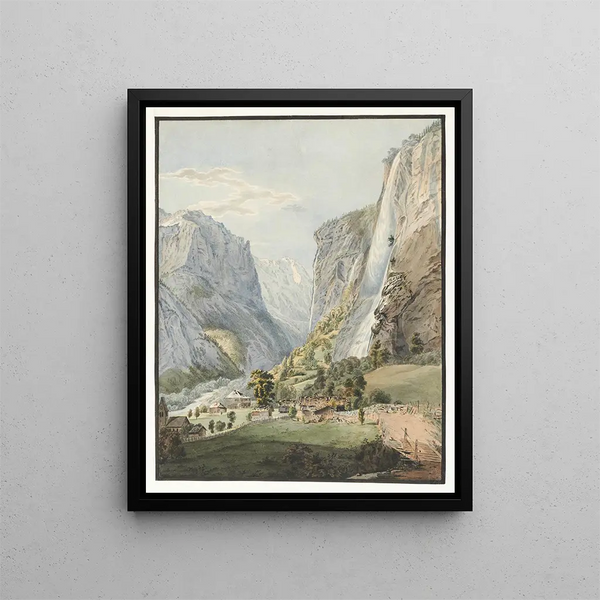 La Chute du Staubbach dans la Vallée de Lauterbrunnen - Franz Niklaus König — framed artwork on a wall