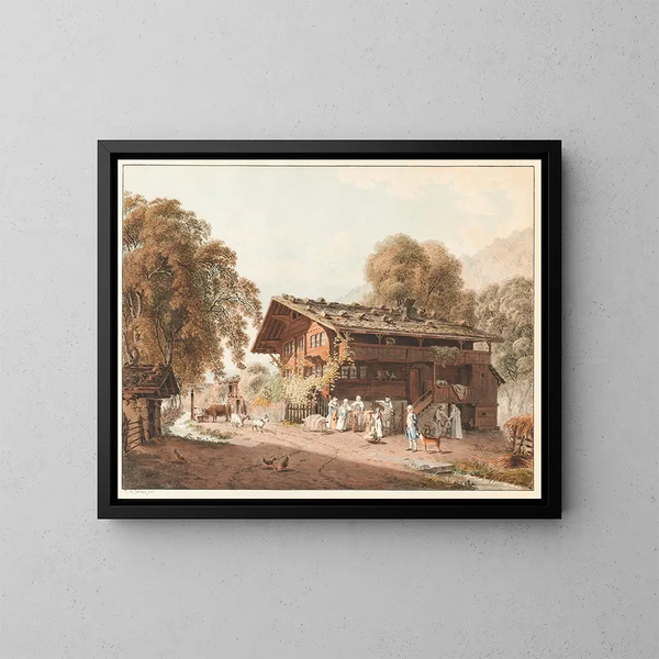 The Industrious Family - Franz Niklaus König — framed artwork on a wall