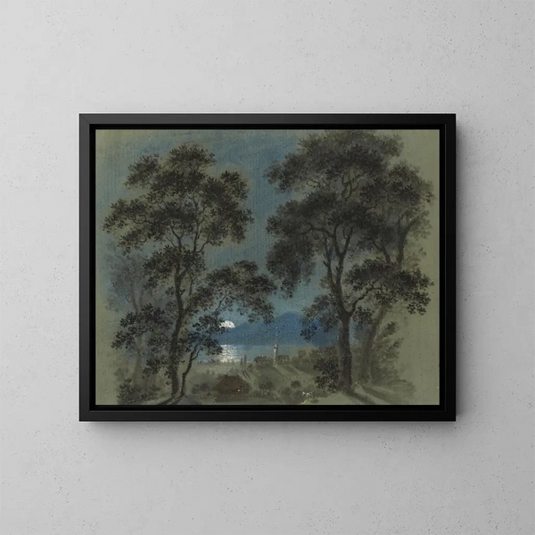 Moonrise over Lake Thun - Franz Niklaus König — framed artwork on a wall