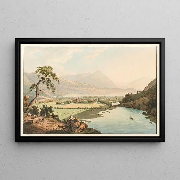 Vue d'Interlaken - Franz Niklaus König — framed artwork on a wall