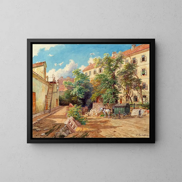 The police detention house courtyard in Theobaldgasse in Vienna - Franz Reinhold — framed artwork on a wall