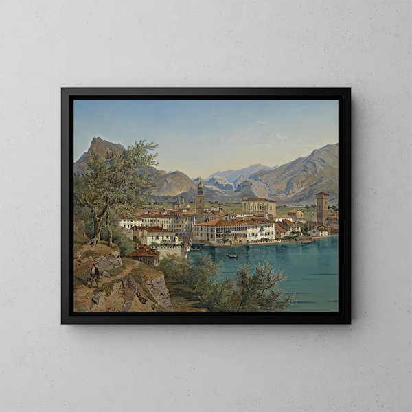 Rive au bord du lac de Garde - Franz Reinhold — framed artwork on a wall