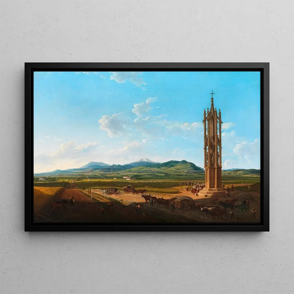 Franz Scheyerer - Die Spinnerin am Kreuz mit Aussicht gegen das Mdlinger Gebirge.webp