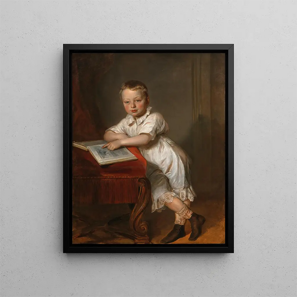 A Young Reader - Franz Schrotzberg — framed artwork on a wall