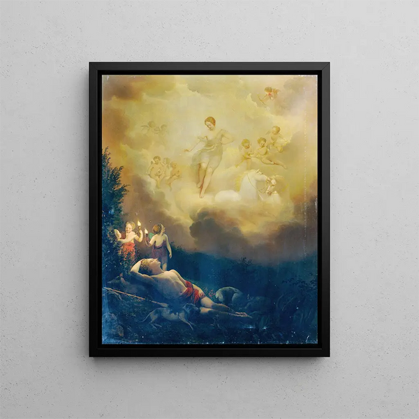 Diane and Endymion Painting - Franz Schrotzberg — framed artwork on a wall