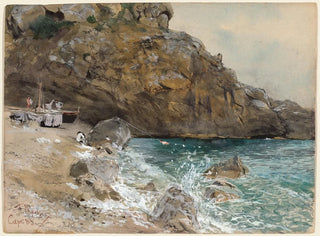 Franz Skarbina - The Beach at Marina PiccolaCapri.webp