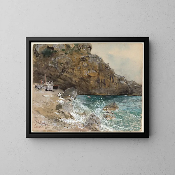 La plage à Marina Piccola, Capri - Franz Skarbina — framed artwork on a wall
