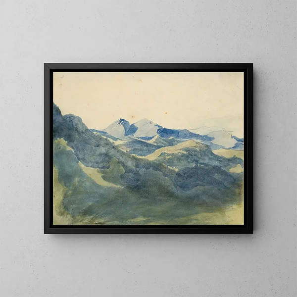 Landscape with Blue Mountains - Franz Theobald Horny — framed artwork on a wall