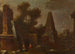 Landschap van fantastische ruïnes met obelisk - Franz Thomas Canton — weergave van het kunstwerk
