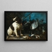 Natuurschildering met jachttrofeeën en een jonge hond - Franz Werner von Tamm — ingelijst kunstwerk aan de muur