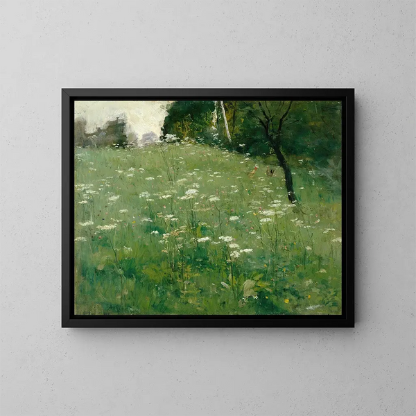 Prairie with Flowers - Franz Xaver Grell — framed artwork on a wall