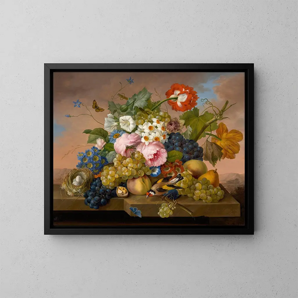 Still life with flowers - Franz Xaver Petter — framed artwork on a wall