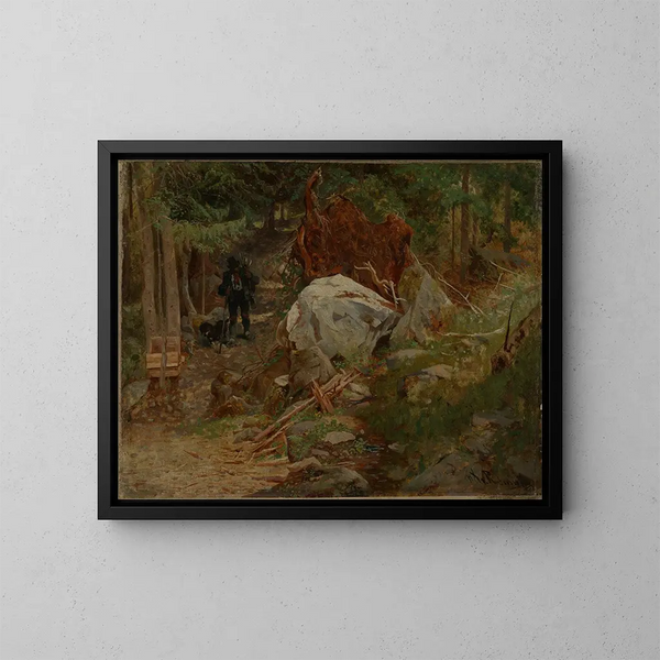in het bos bij Taufers in het Pustertal - Franz Xaver von Riedmüller — ingelijst kunstwerk aan de muur