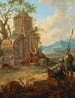 Een landschap met ruïnes en rustende figuren - Franz de Paula Ferg — weergave van het kunstwerk