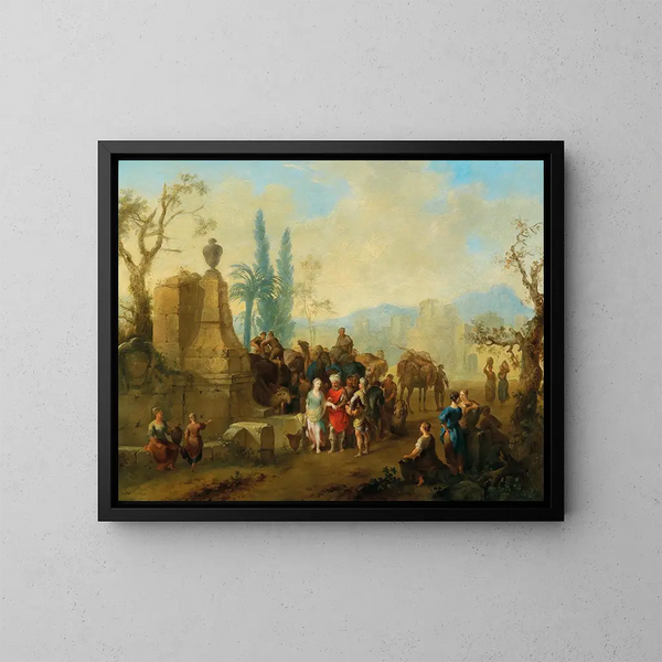 Rebecca and Eleazar at the Well - Franz de Paula Ferg — framed artwork on a wall