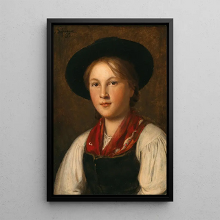 Franz von Defregger - A Graceful Young Girl in Traditional Costume with a Hat.webp