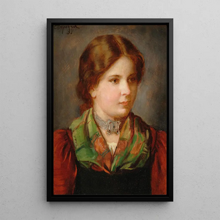 Franz von Defregger - A Young Girl in Traditional Costume with Shawl and Choker.webp