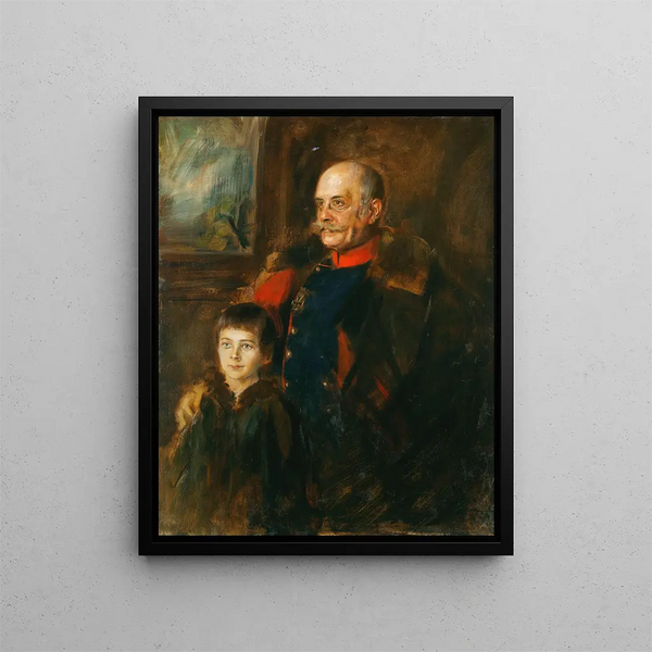 De generaal von Hartmann en zijn zoon Hermann - Franz von Lenbach — ingelijst kunstwerk aan de muur