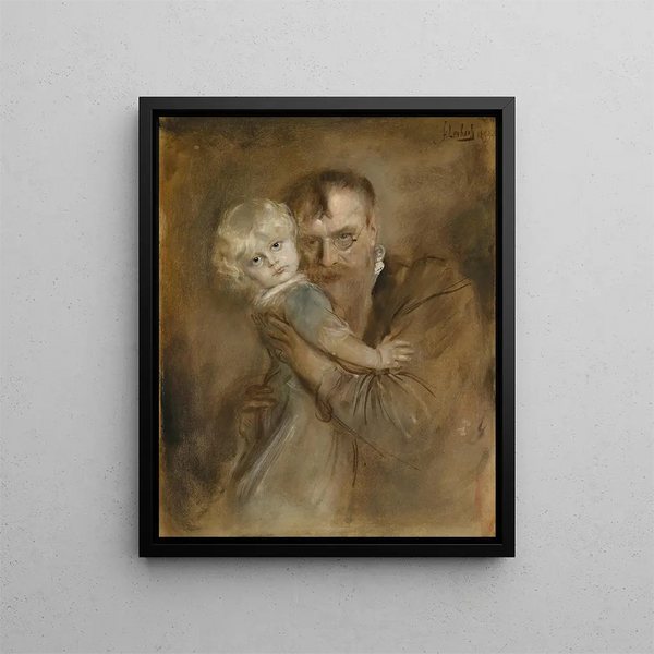 Zelfportret met zijn dochter Marion - Franz von Lenbach — ingelijst kunstwerk aan de muur