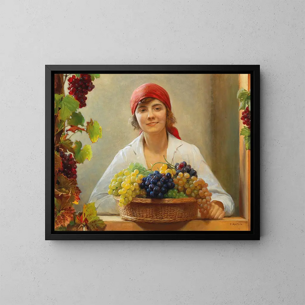 The grape harvest - Franz von Matsch — framed artwork on a wall