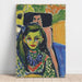 Fränzi voor een gesculpteerde stoel - Ernst Ludwig Kirchner — wandpresentatie van het kunstwerk