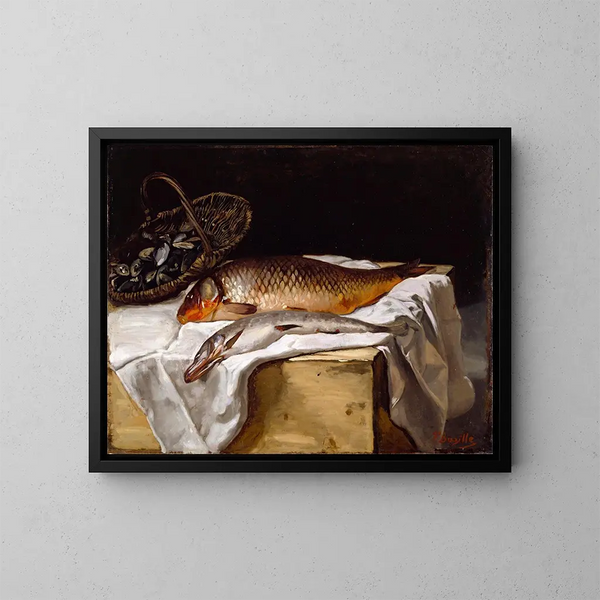 Still life with fish - Frédéric Bazille — framed artwork on a wall