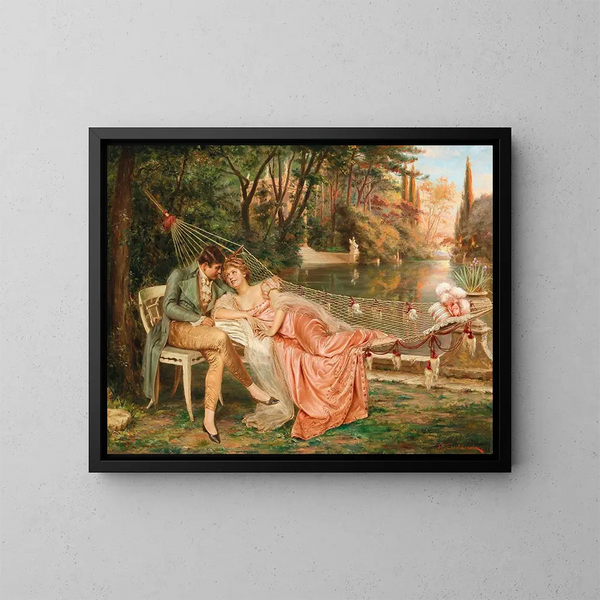 Flirtant dans le parc de la Villa Borghèse à Rome - Frédéric Soulacroix — framed artwork on a wall
