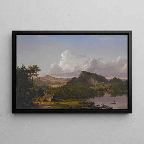 Huis aan de oever van het meer - Frederic Edwin Church — ingelijst kunstwerk aan de muur