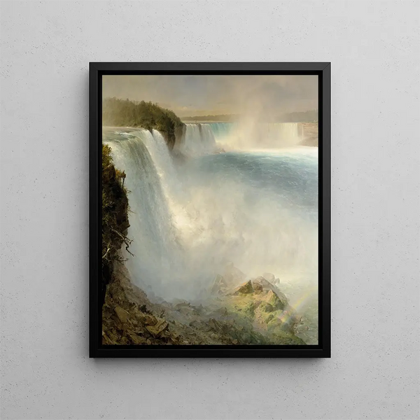 De watervallen van Niagara aan de Amerikaanse kant - Frederic Edwin Church — ingelijst kunstwerk aan de muur