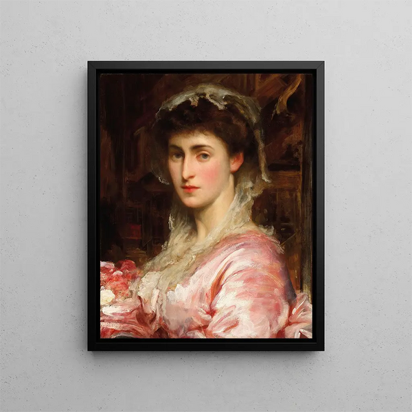 Portrait of May Sartoris Mme Henry Evans Gordon - Frederic Leighton — framed artwork on a wall