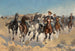 Ontmanteld, de vierde ruiters verplaatsen de paarden geleid - Frederic Remington — weergave van het kunstwerk
