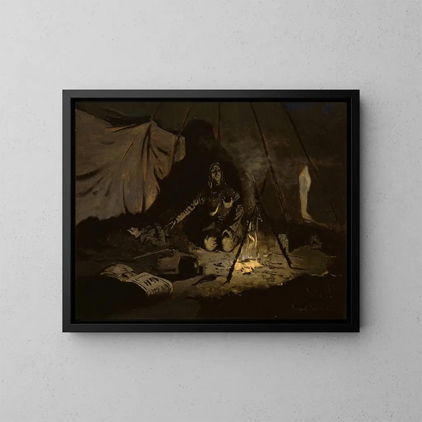 De droge bladeren hebben langer geduurd dan zij - Frederic Remington — ingelijst kunstwerk aan de muur