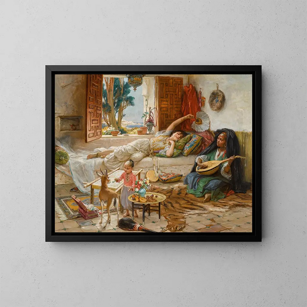 Repos de l'après-midi à Alger - Frederick Arthur Bridgman — framed artwork on a wall