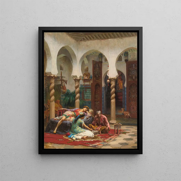 Momenten van inactiviteit - Frederick Arthur Bridgman — ingelijst kunstwerk aan de muur