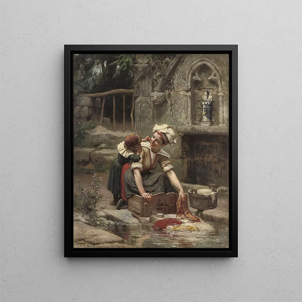 Le Petit assistant de maman - Frederick Arthur Bridgman — ingelijst kunstwerk aan de muur