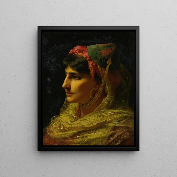 Portrait of a Woman - Frederick Arthur Bridgman — framed artwork on a wall