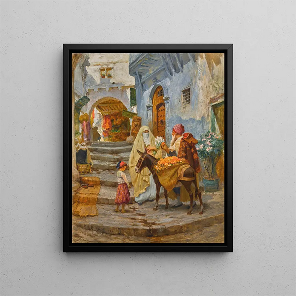 De Verkoper van sinaasappels - Frederick Arthur Bridgman — ingelijst kunstwerk aan de muur