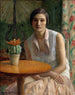 Portret van een vrouw met een cactus - Frederick Carl Frieseke — weergave van het kunstwerk