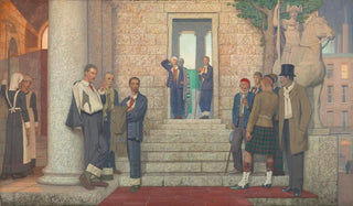 Frederick Cayley Robinson - Wounded and Sick Men Gathered Outside a Hospital.webp