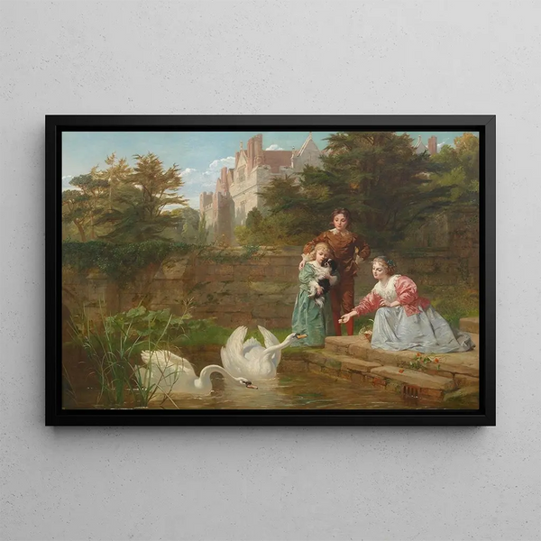 Nourrir les cygnes - Frederick Goodall — framed artwork on a wall
