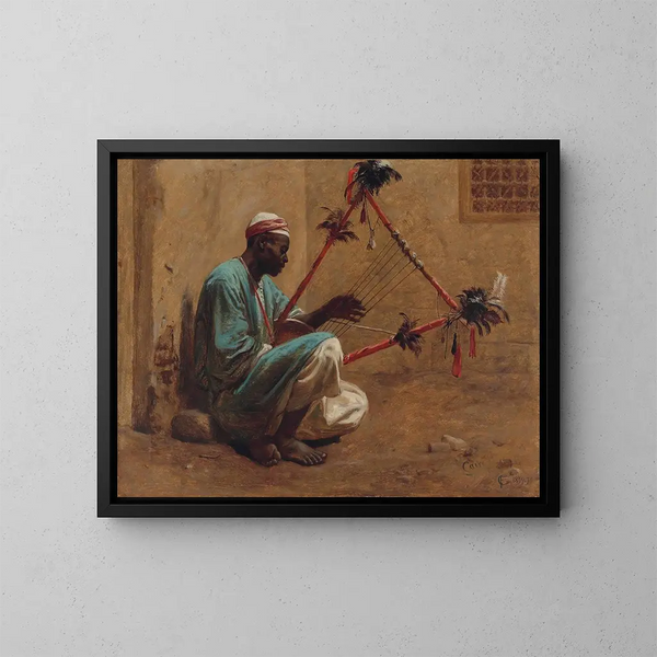 The Lute Player - Frederick Goodall — framed artwork on a wall