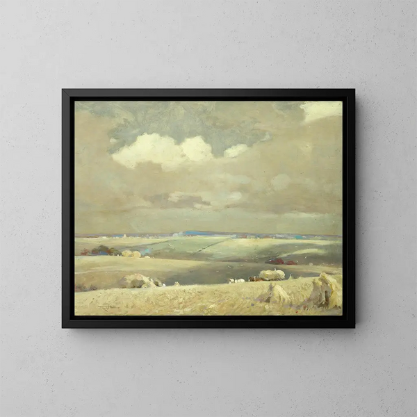 Ombres nuageuses dans la vallée de Lambourne - Frederick Hall — framed artwork on a wall