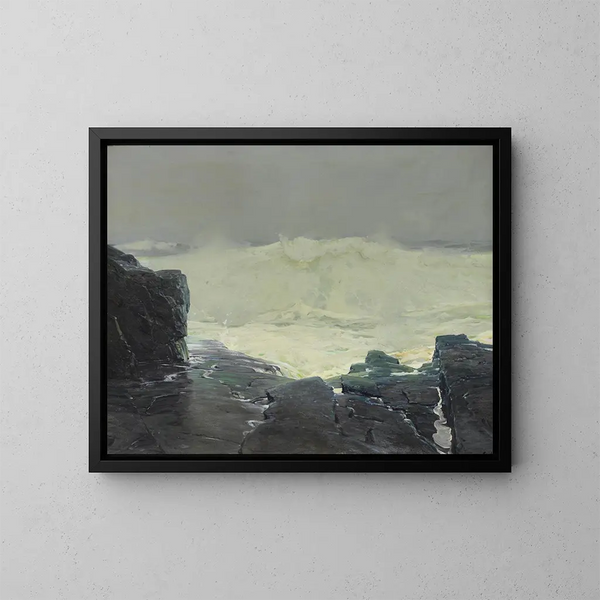 Surf et brouillard, Monhegan, Maine - Frederick Judd Waugh — framed artwork on a wall