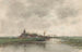 Landschap met rivier en uitzicht op een dorp - Fredericus Jacobus van Rossum du Chattel — weergave van het kunstwerk